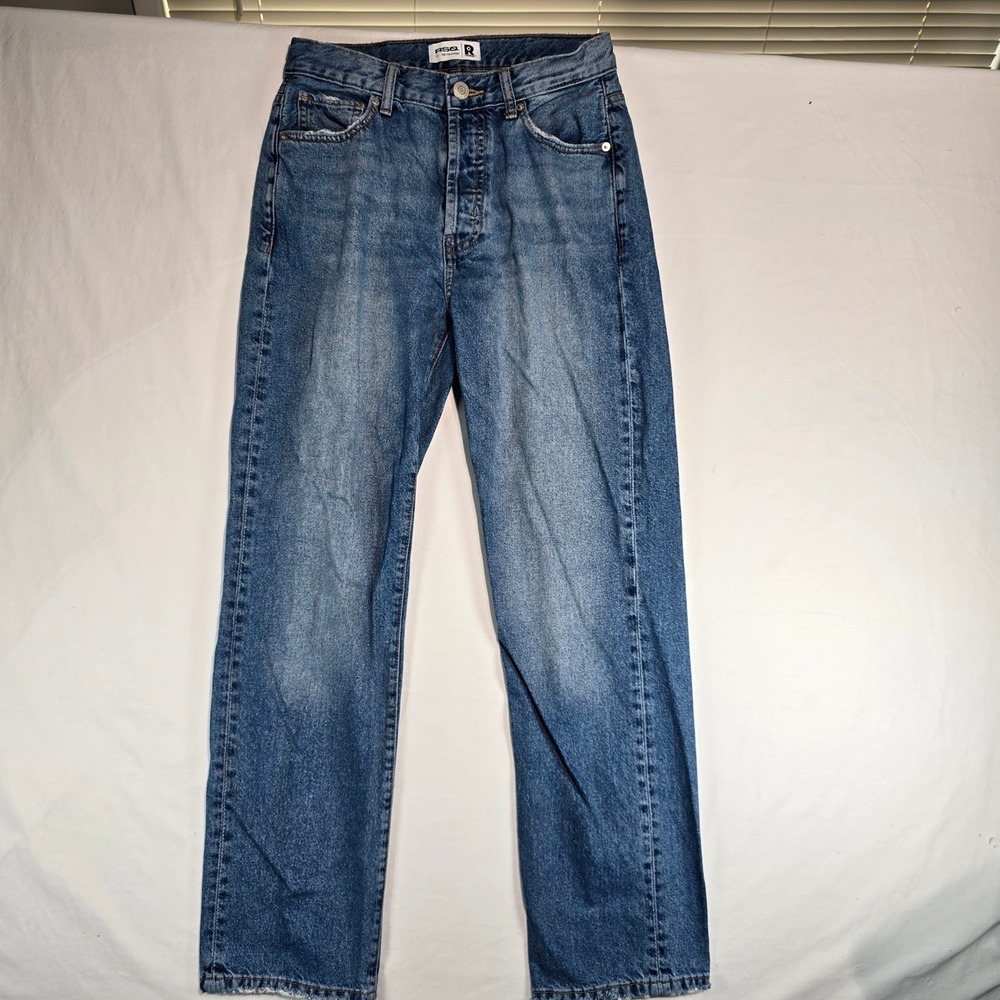 RSQ Recover High Rise Straight‎ Leg Jeans Medium Wash Distressed Size 27